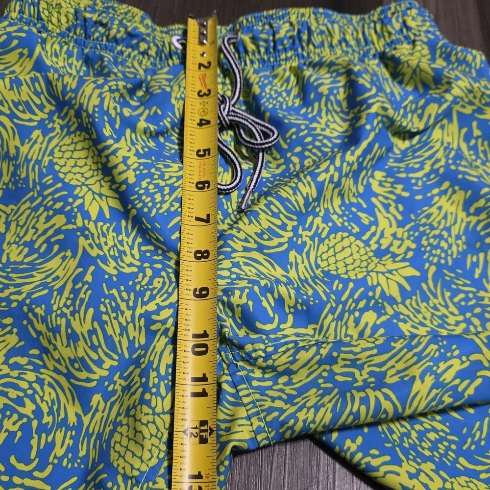 Mens Speedo Swim Suit Trunks Shorts Lined Size Small Blue Yellow Pineapple